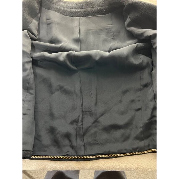 Vintage Frank Gallant Vintage Black Wool Cropped Jacket W/ Satin Trim & Double B - Picture 5 of 10
